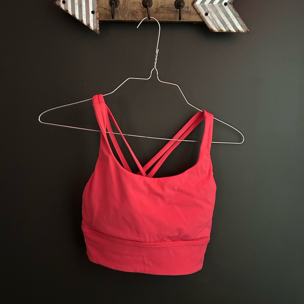 Women's Red Strappy Sports Bra